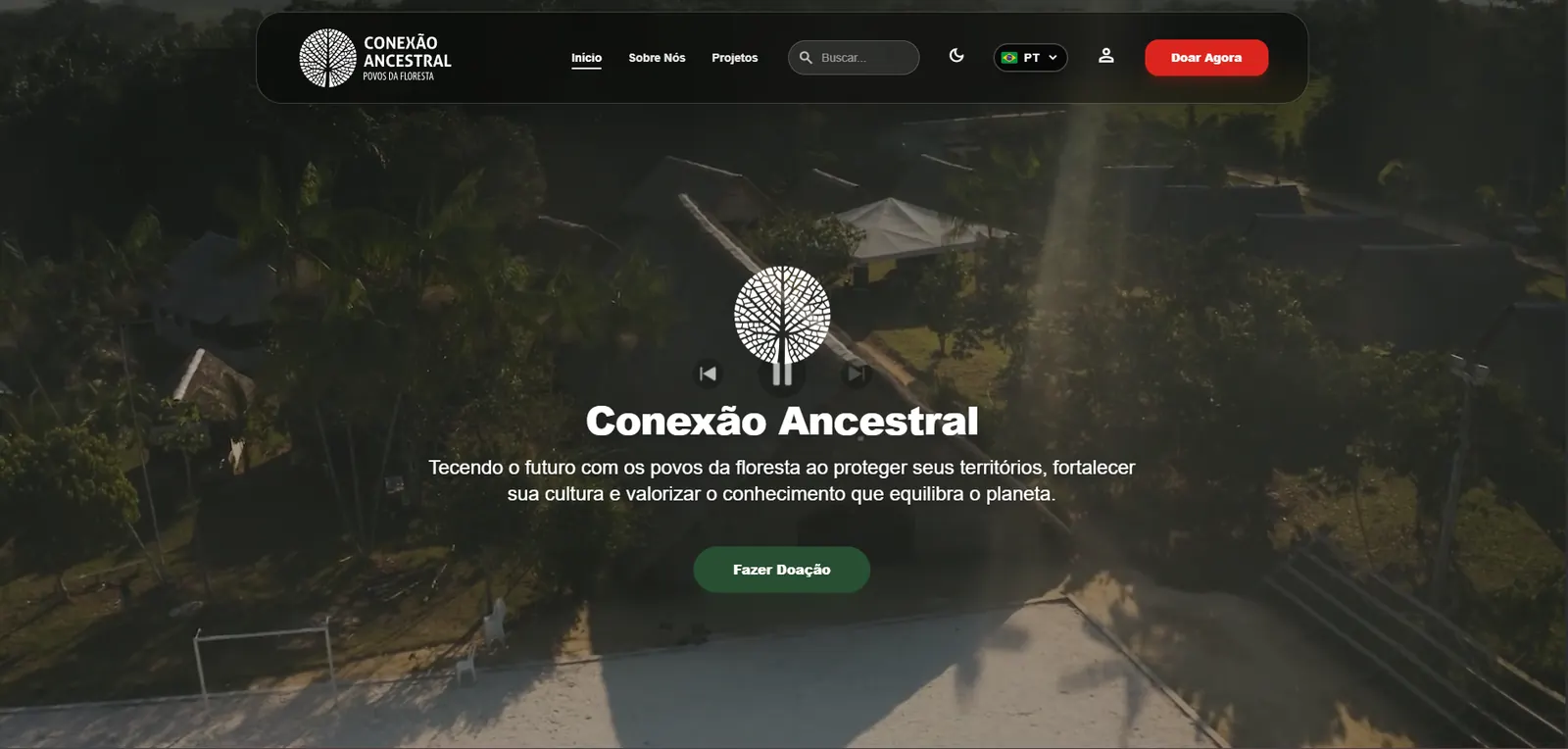 Página inicial do projeto Conexão Ancestral