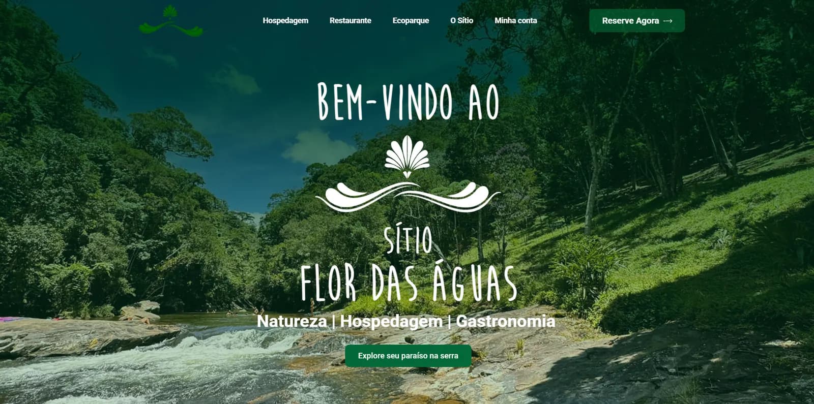 Página inicial do projeto Sítio Flor das Águas